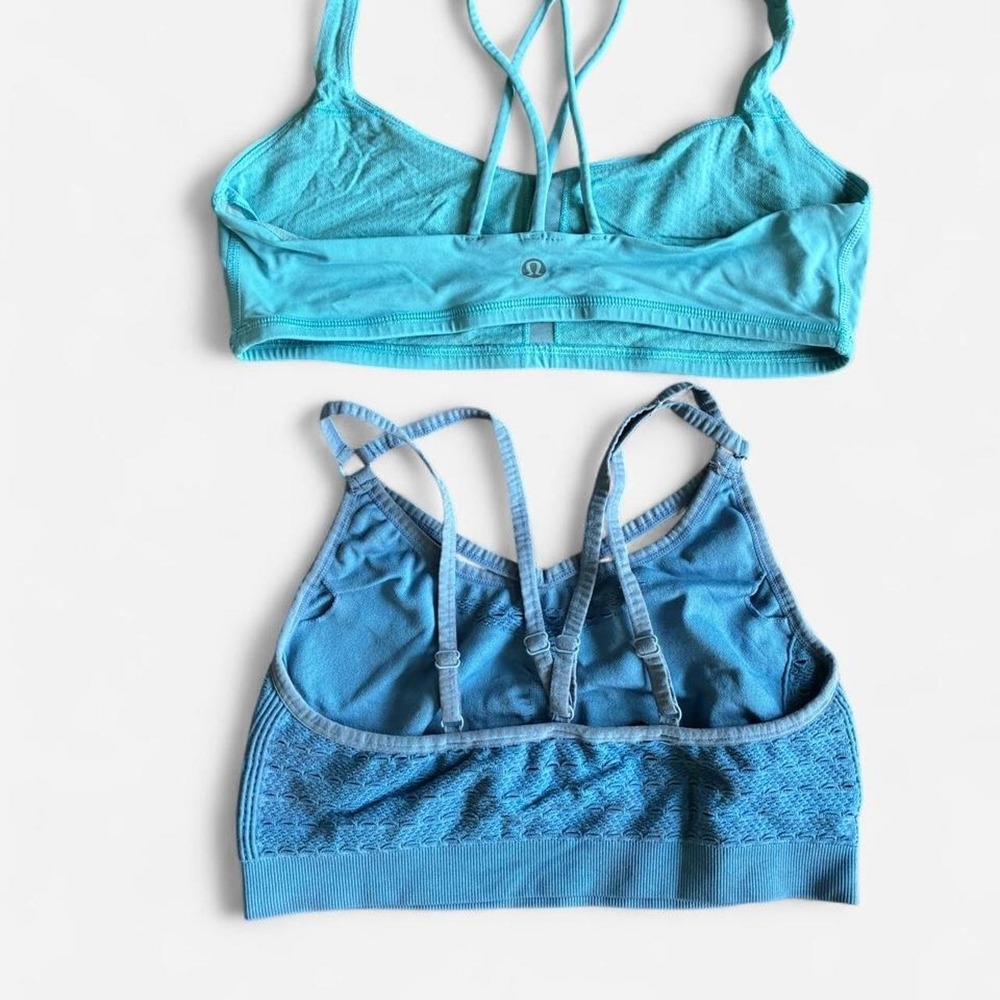 Lululemon & Gymshark sports bra bundle Dusty Blue & Teal Sports Bras Sz M - Picture 4 of 4